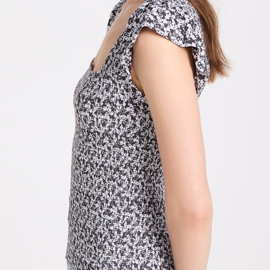 Nation Ltd Alicia Smocked Ruffle Tank M Pima Cotton Urban Chic Feminine Casual